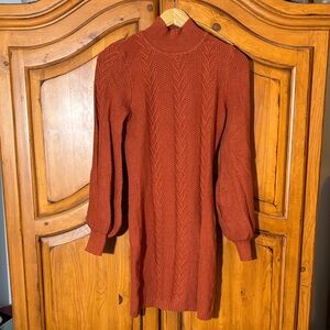 Lulu's Terracotta Knit Mini Dress